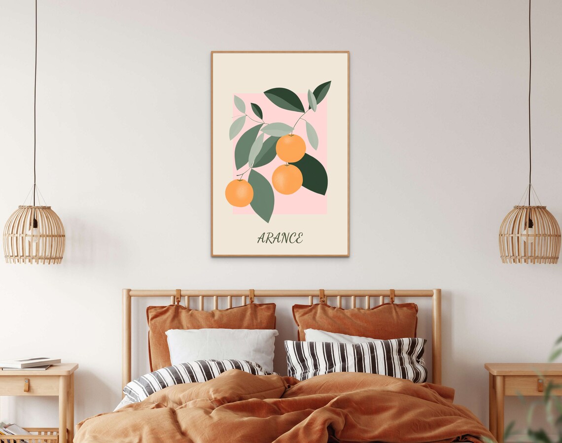 Luscious Oranges Art Poster In Pastel Hues Exquisite Wall Decor Elevate Modern Luxurious Kitchens With Vibrant Elegant Charm - Image 3