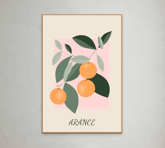 Luscious Oranges Art Poster In Pastel Hues Exquisite Wall Decor Elevate Modern Luxurious Kitchens With Vibrant Elegant Charm