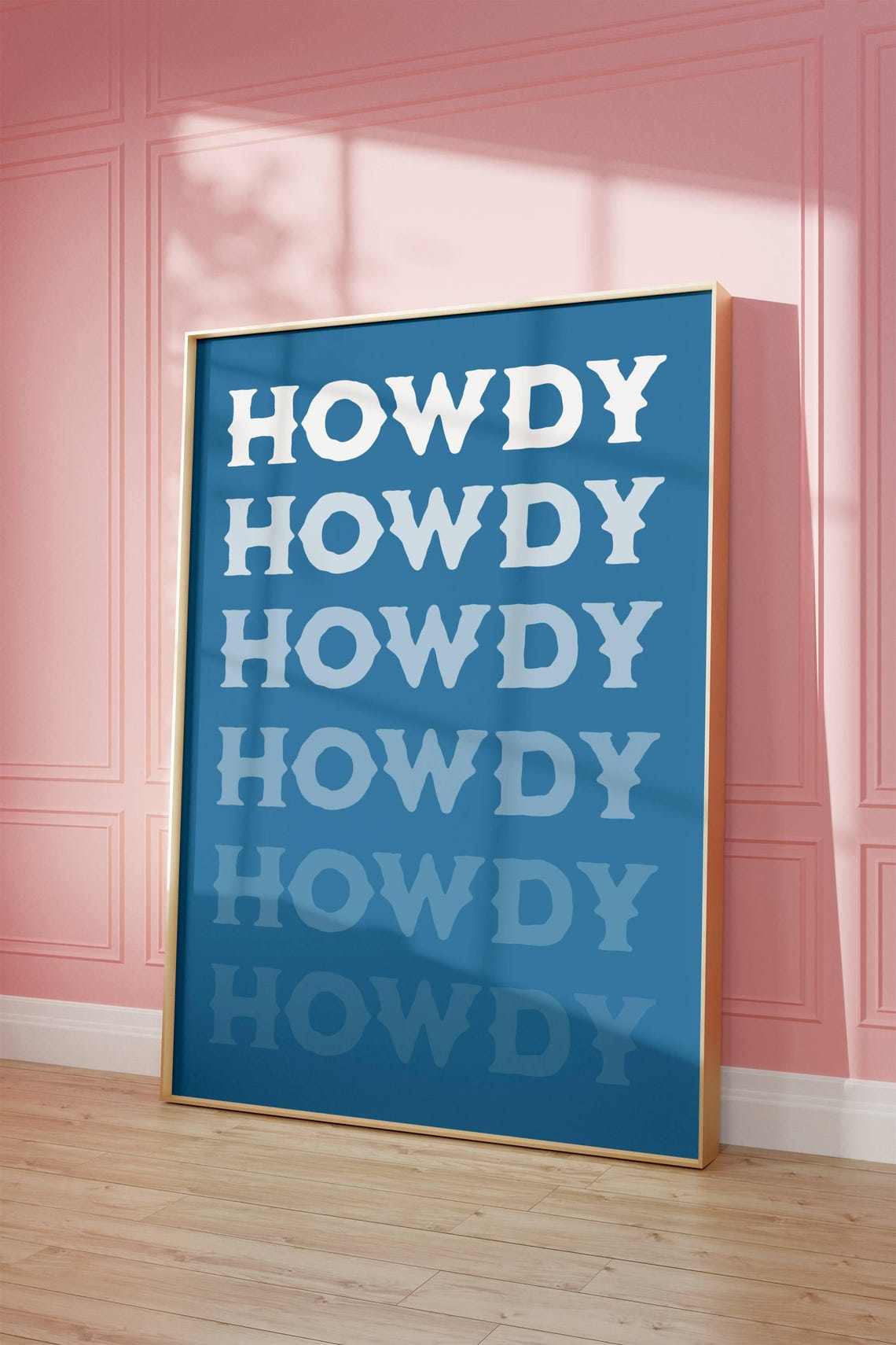 Howdy Western Typographic Blue Poster for Trendy Cowboy Decor