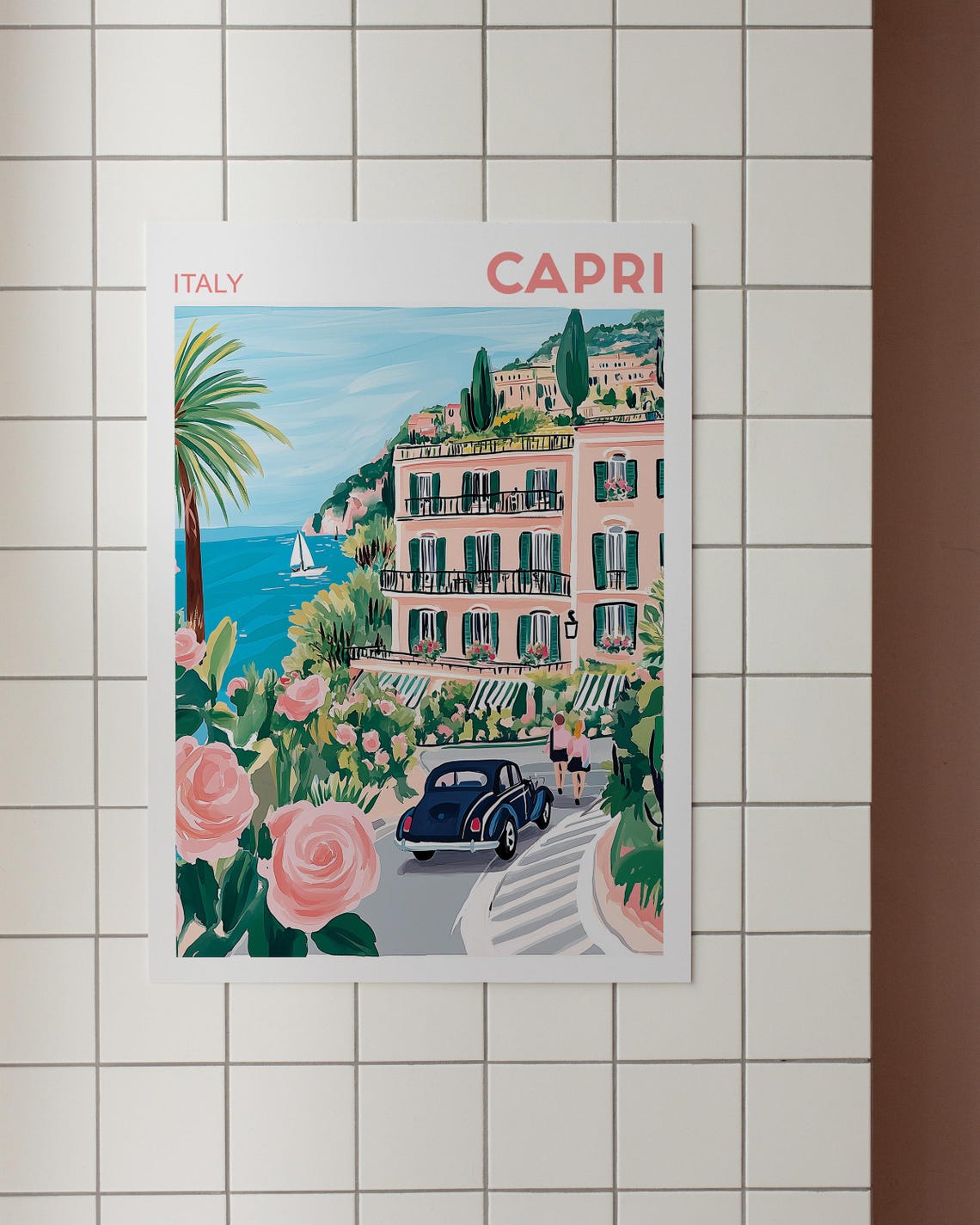 Capri Landscape, Amalfi Watercolor Travel Poster - Image 3