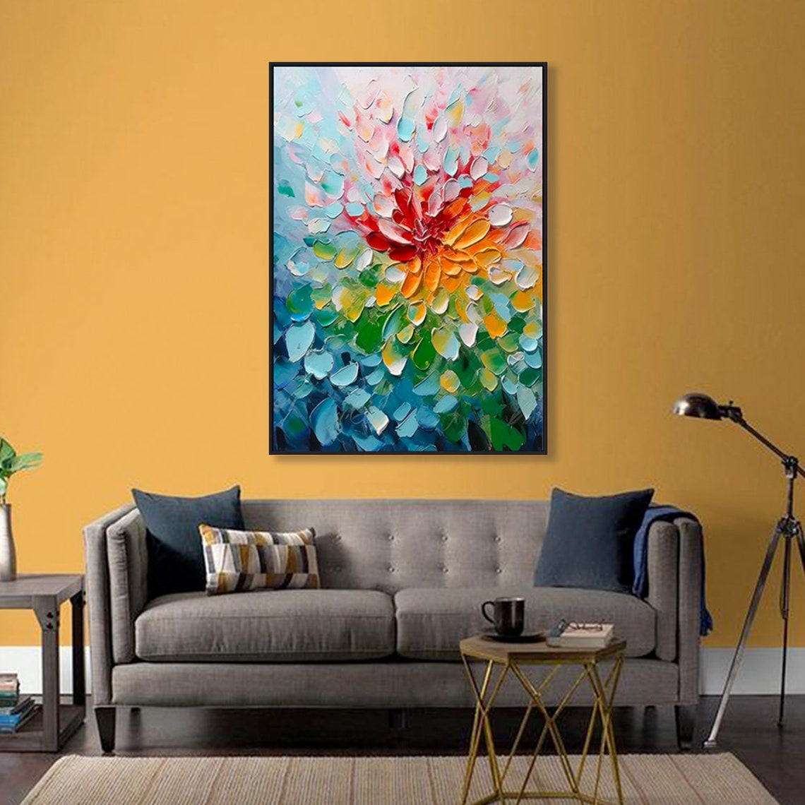 Original Colorful Flower Painting On Abstract Oil Floral Art Stunning Painting Landscape Paintings Living Room Wall Art Morden Art - Image 2