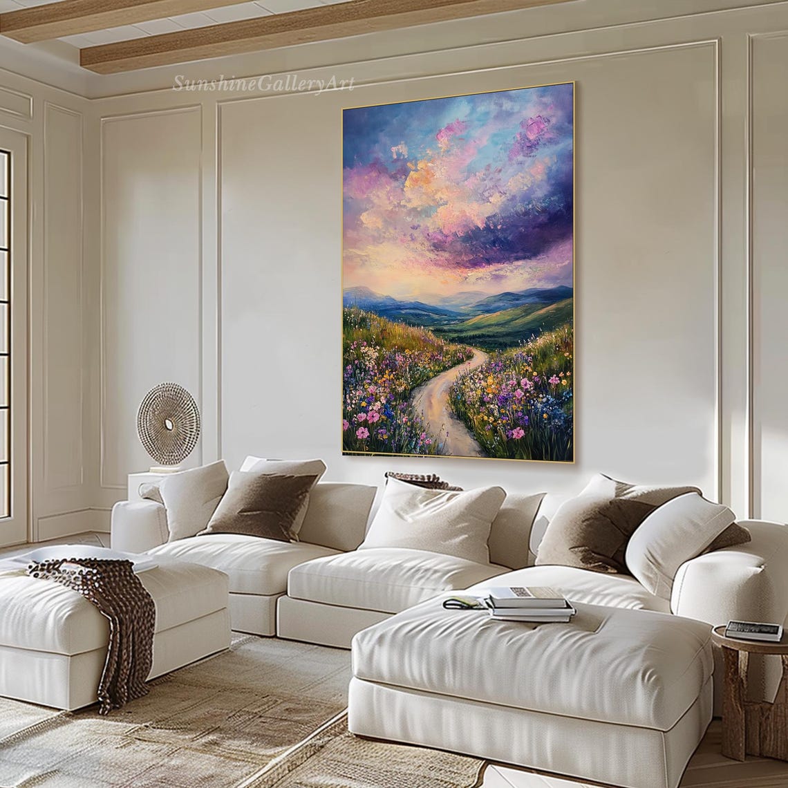 3d Textured Wall Art Wildflower Meadow Art Original Floral Oil Painting Colorful Field Flowers Decor Living Room Wall Art Natural Art - Image 3
