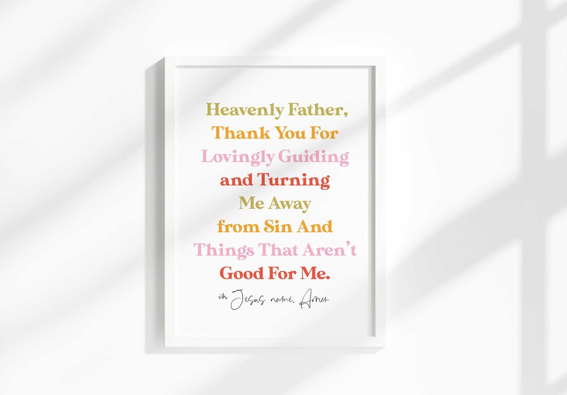 Heavenly Father Thank You Prayer Multicolor Kids Scripture Poster - Image 2