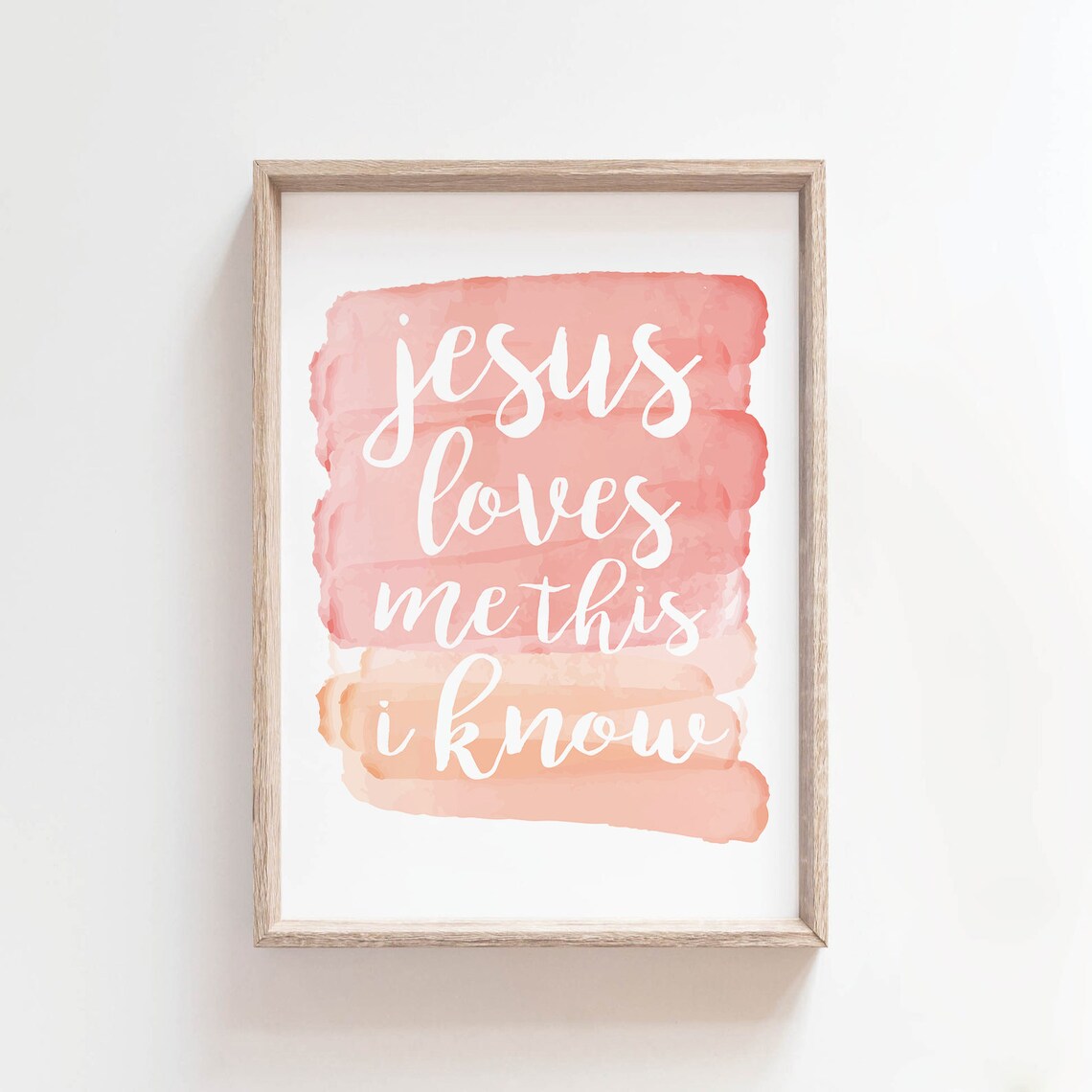 Jesus Loves Me This I Know Pink Blush Watercolor Script Poster - Image 2
