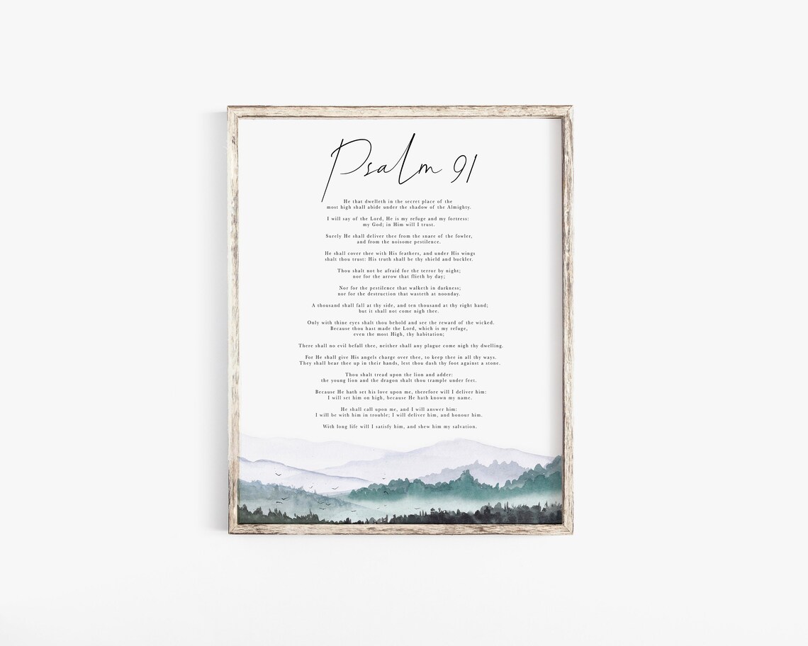 Psalm 91 He That Dwelleth in the Secret Place KJV Mountains Poster - Image 2