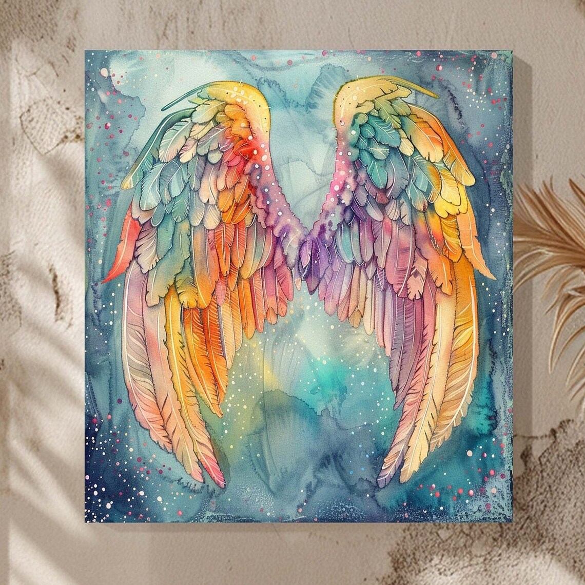 Angelic Painting, Angel Wings Whimsical Art Print