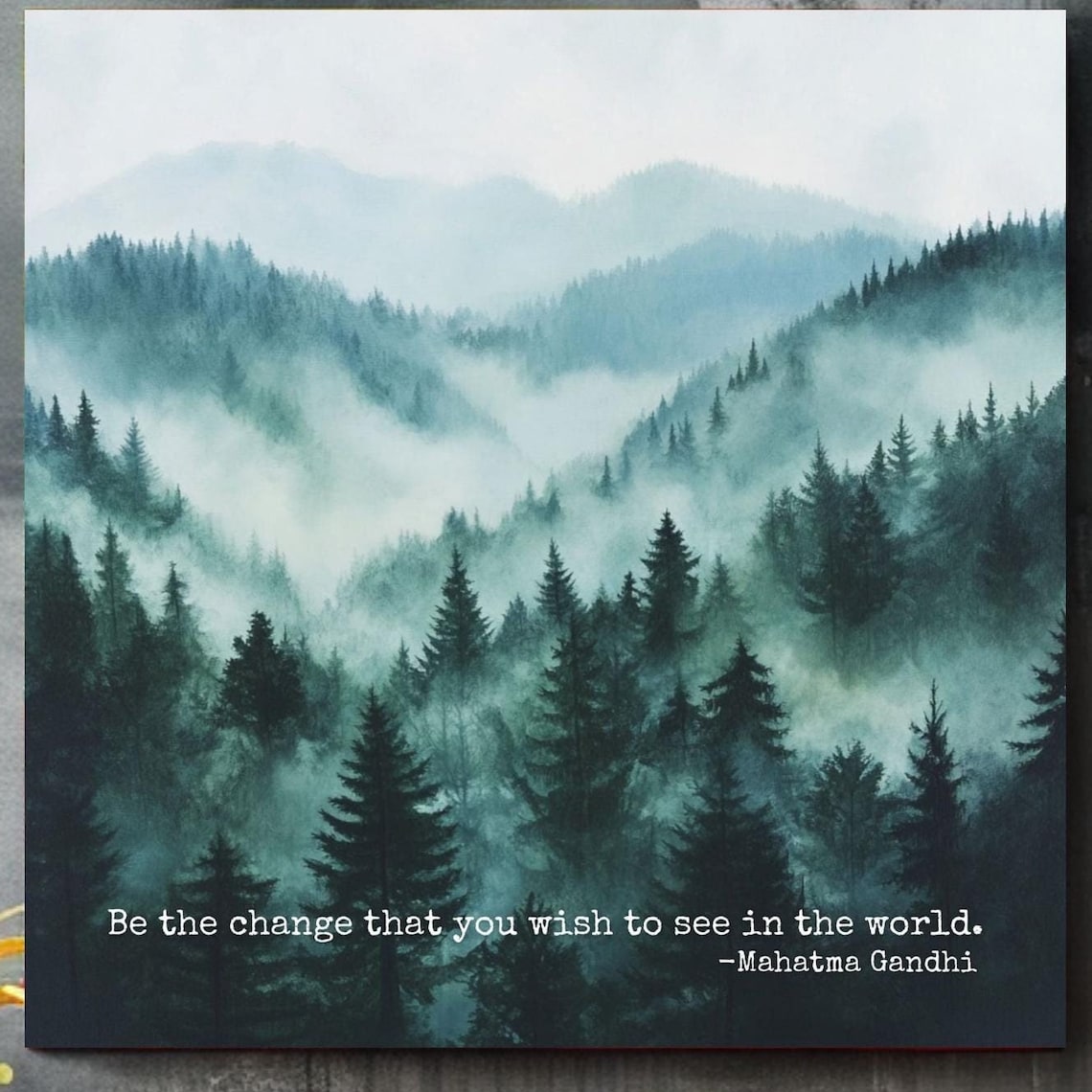 Gandhi Quote Inspirational Misty Forest Art Print - Image 3