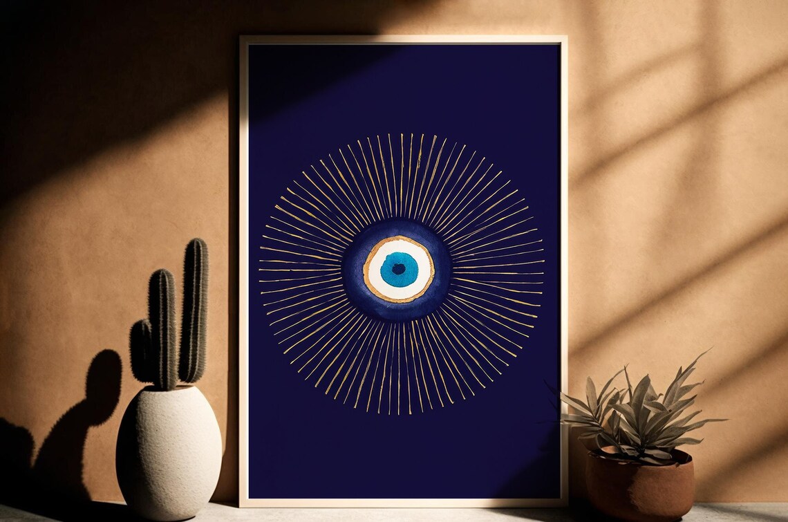 Evil Eye Bohemian Poster, Boho Wall Decor