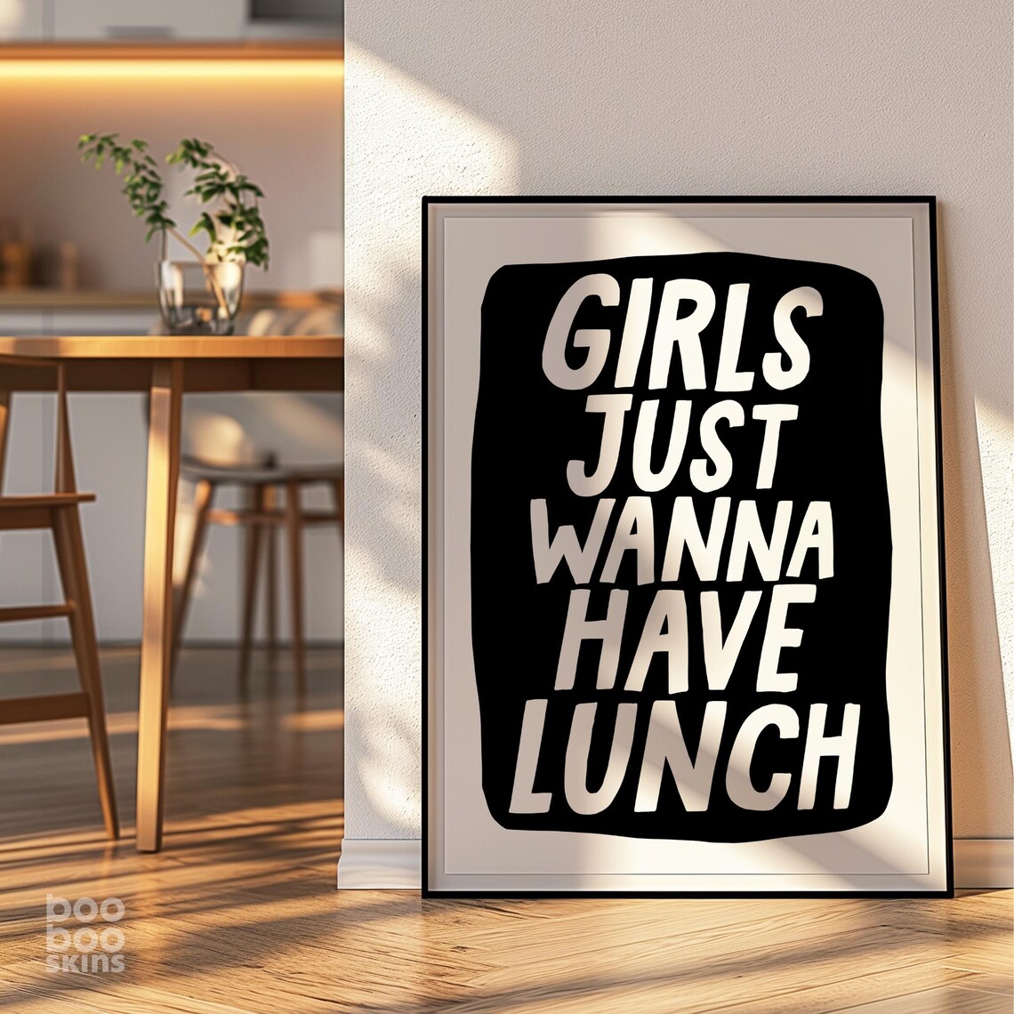 Girls Just Wanna Have Lunch Funny Kitchen Quote Retro Wall Art