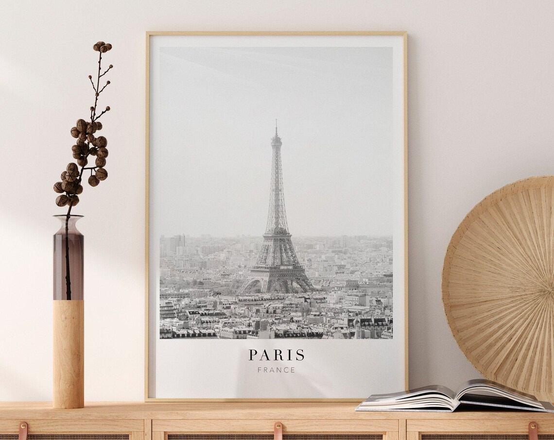 Paris Eiffel Tower Travel Poster, Black And White