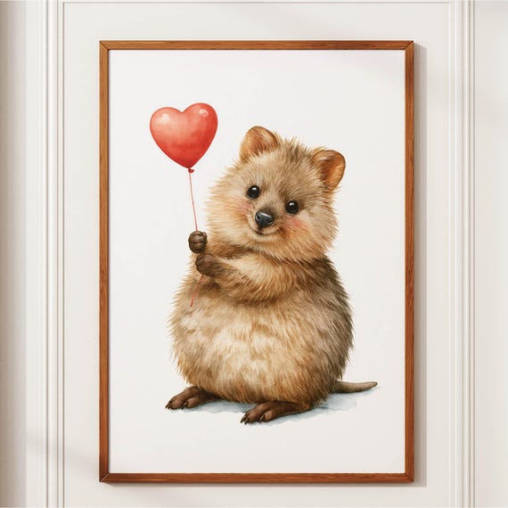 Adorable Watercolor Quokka Nursery Print Cute Wall Art For Kids Happy Baby Gift Boho Woodland New Shower Present