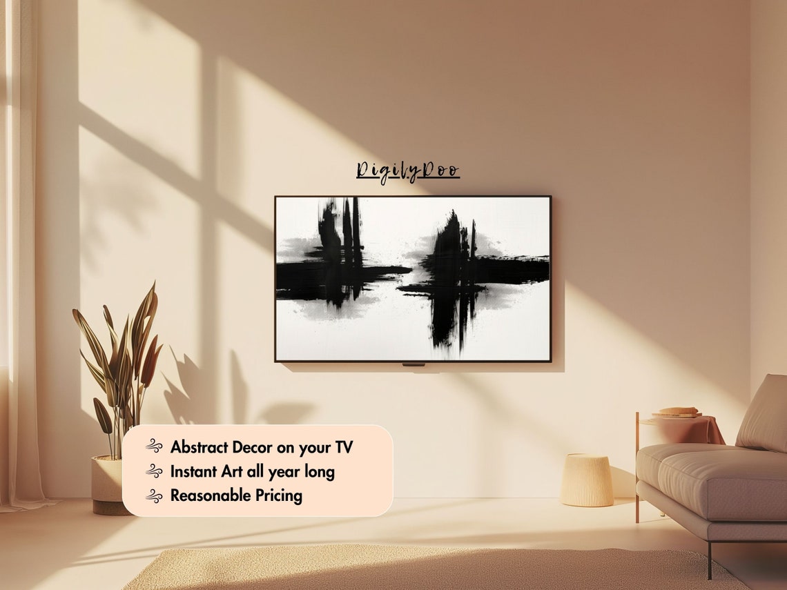 Black White Abstract Brushstroke Ink Minimalist Modern Poster - Image 3