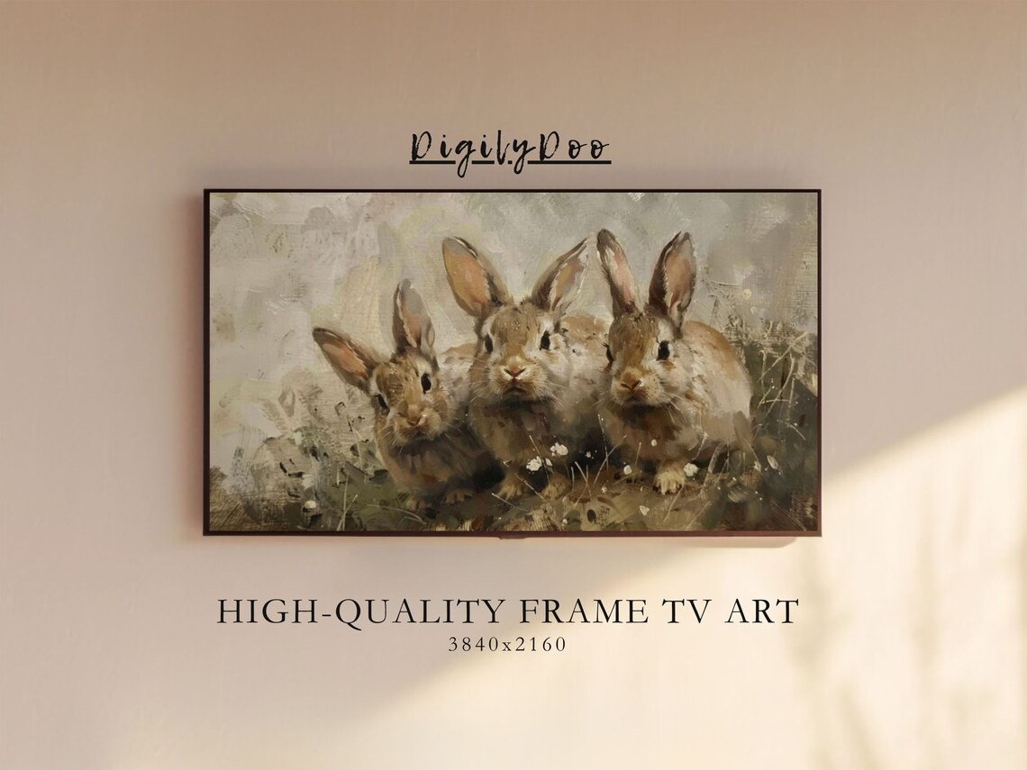 Three Tiny Rabbits Easter Rustic Farmhouse Art Print