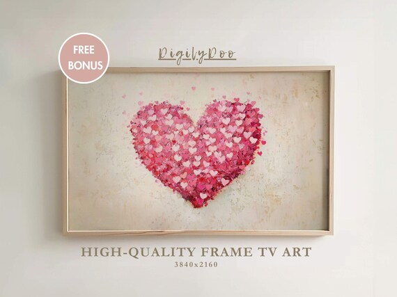 Valentines Day Frame Tv Art Vintage Pink Heart Tv Decor Moody Romantic Pink Love Screensaver Valentines Day Painting