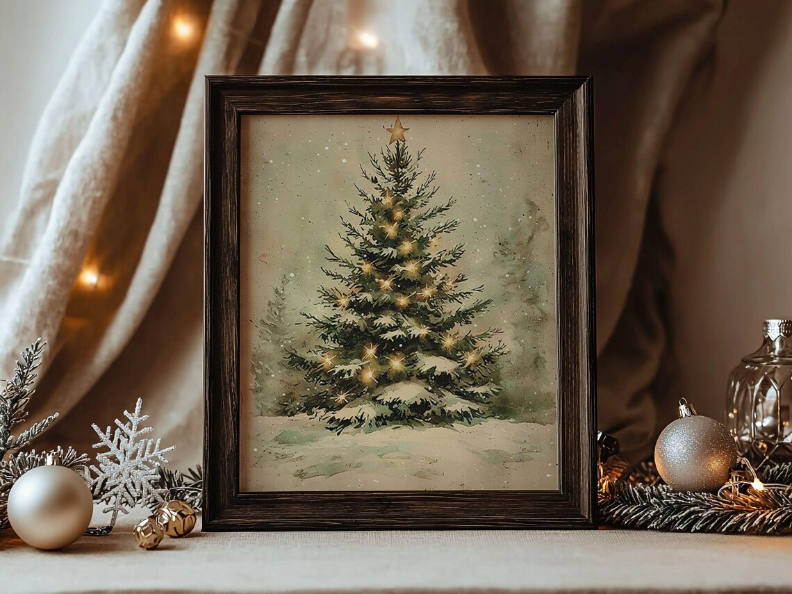 Christmas Pine Tree Art Print, Winter Holiday Decor - Image 2
