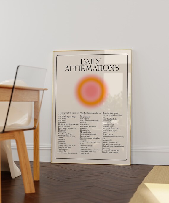 Daily Affirmations With Sunrise Aura Positive Mindset Motivational Poster