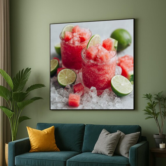 Frozen Watermelon Lime Slushie Drinks Summer Kitchen Bar Poster