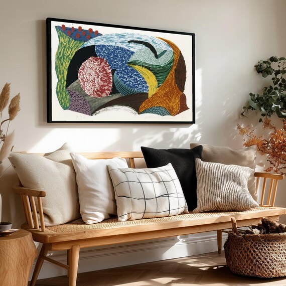 David Hockney Abstract Organic Shapes Canvas Wall Art Modern Colorful Painting Contemporary Home Decor Bold Artistic Design