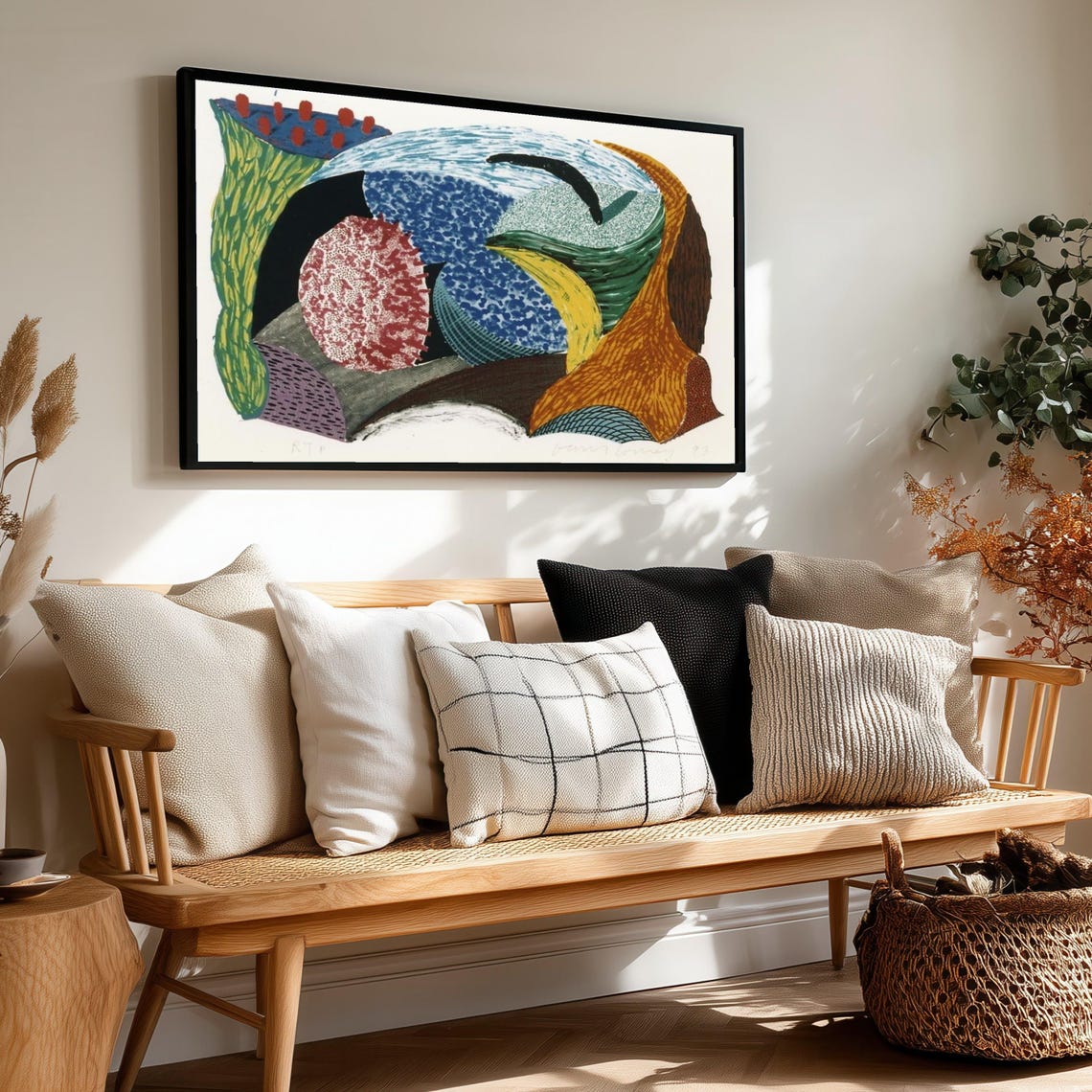 David Hockney Style Abstract Organic Shapes Colorful Art Poster