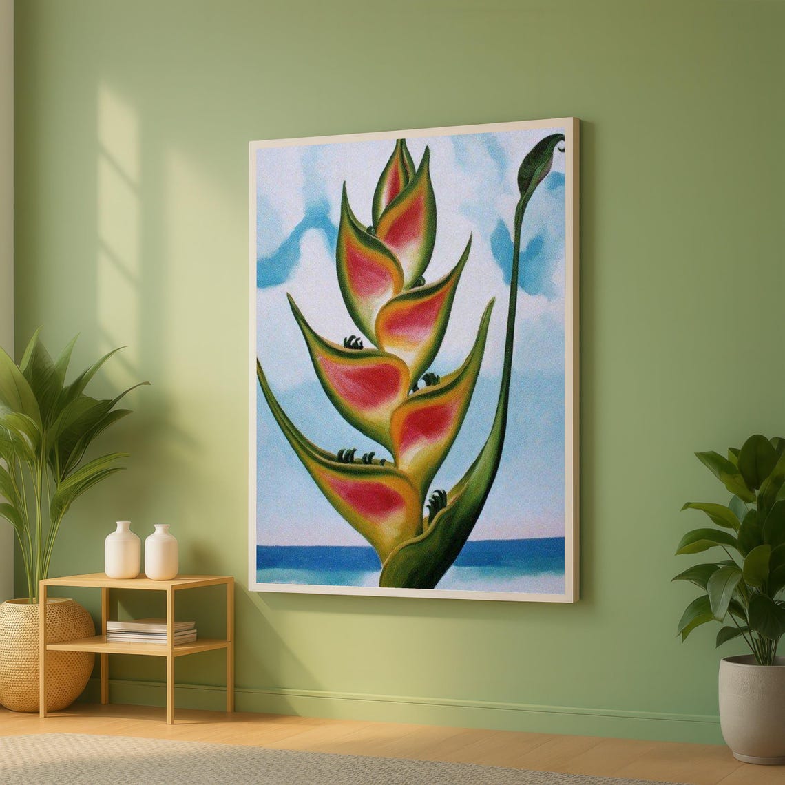 Tropical Heliconia Crab Claw Flower Painting in O'Keeffe Style Poster