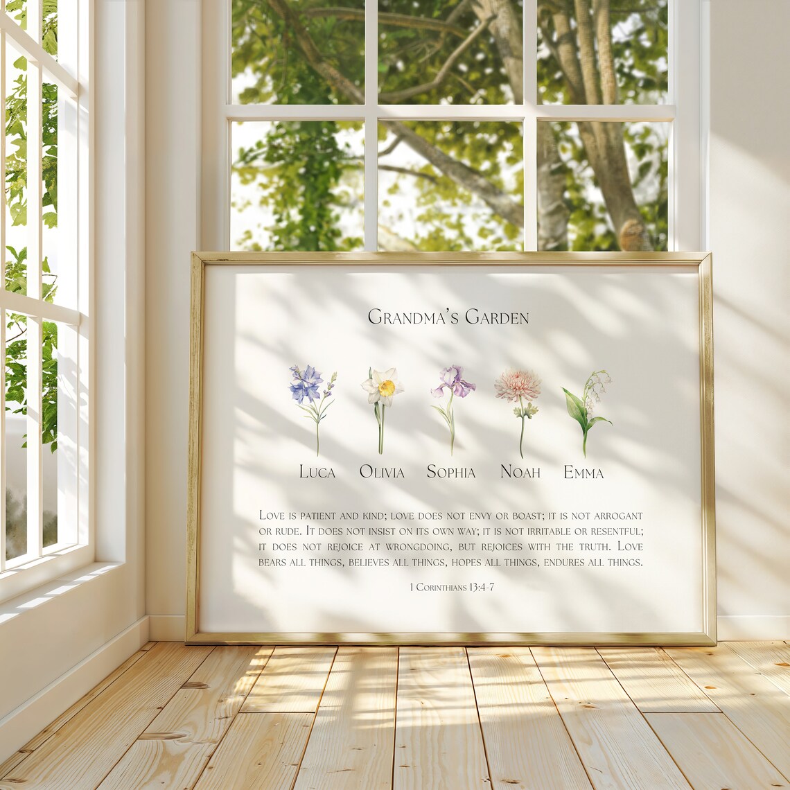 Custom Christian Floral Bible Quote Art Print for Grandma - Image 3