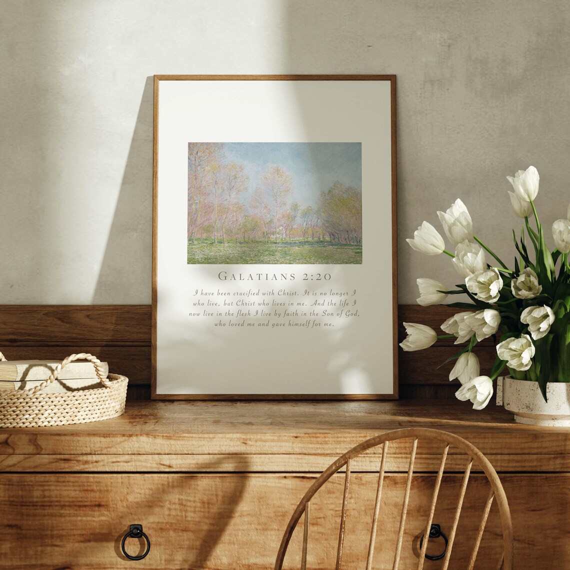 Galatians 2:20 Spring Woodland Impressionist Landscape Scripture Poster - Image 4