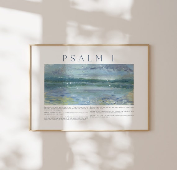 Psalm 1 Seascape Wall Art Coastal Bible Poster Bible Verse Timeless Christian Home Decor Instant Ocean Art