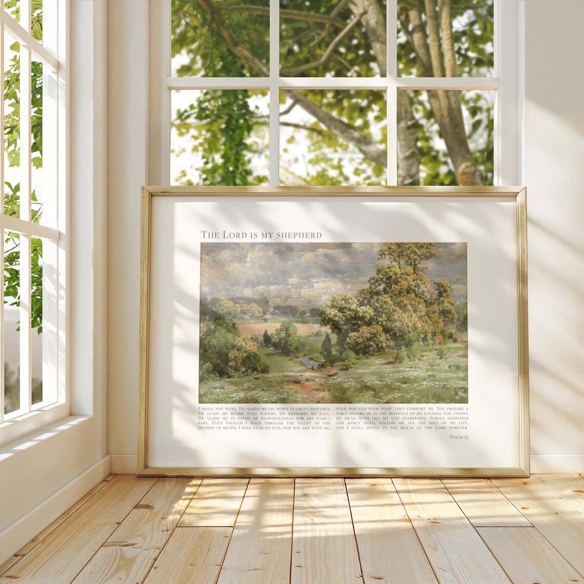 Psalm 23 The Lord Is My Shepherd Green Pasture Impressionist Landscape Poster - Image 5