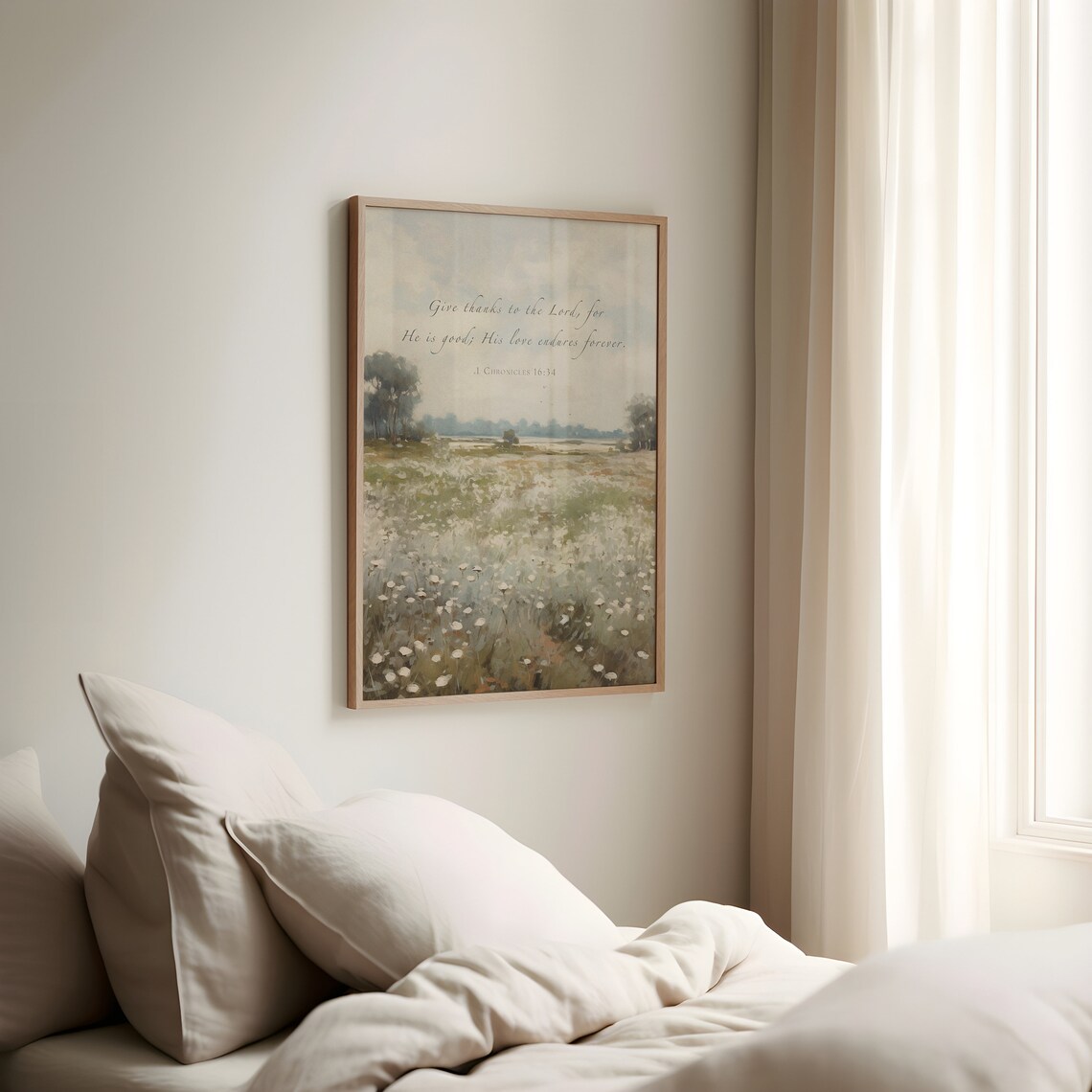 1 Chronicles 16:34 Wildflower Farmhouse Floral Art Print - Image 3