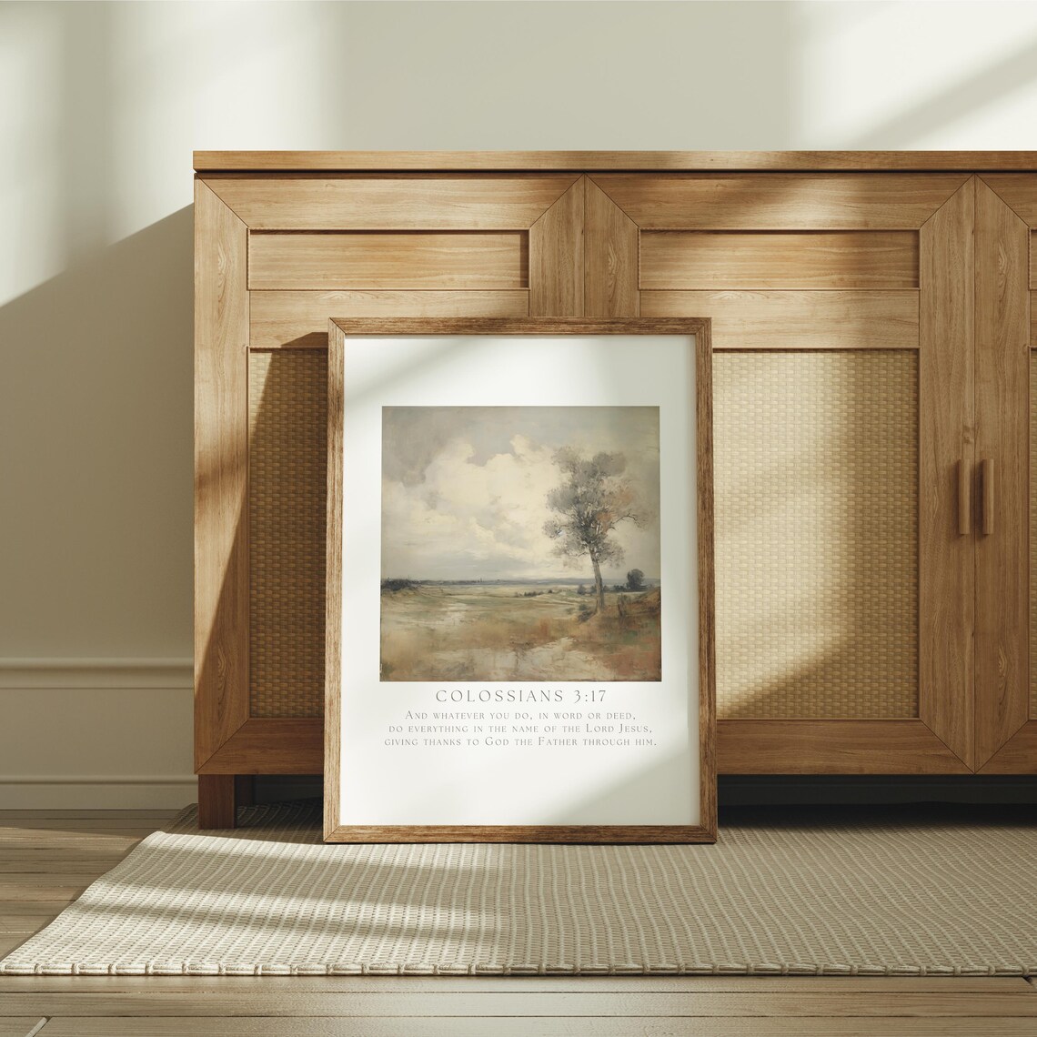 Colossians 3:17 Vintage Autumn Meadow Landscape Bible Verse Poster - Image 5