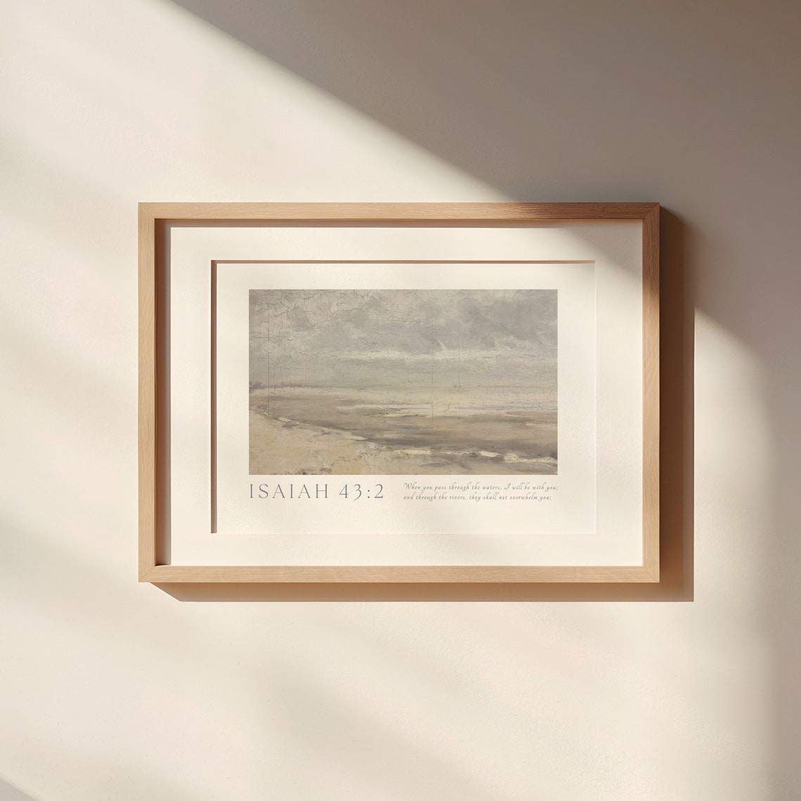 Isaiah 432 Coastal Wall Art Vintage Bible Verse Poster Calming Scripture Quote Ocean Landscape Neutral Christian Home Decor - Image 4