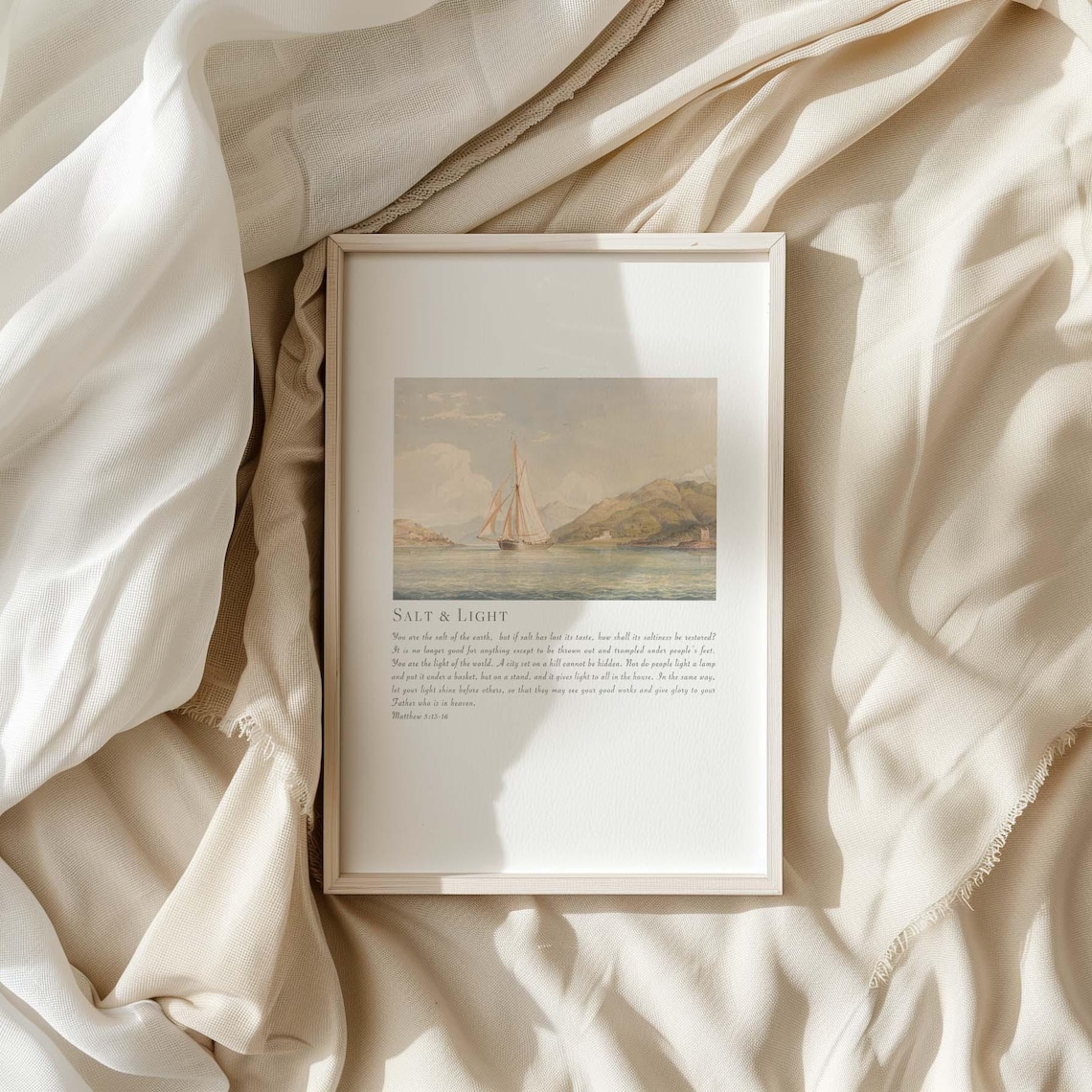 Salt And Light Coastal Scripture Sailboat Art Print - Image 2