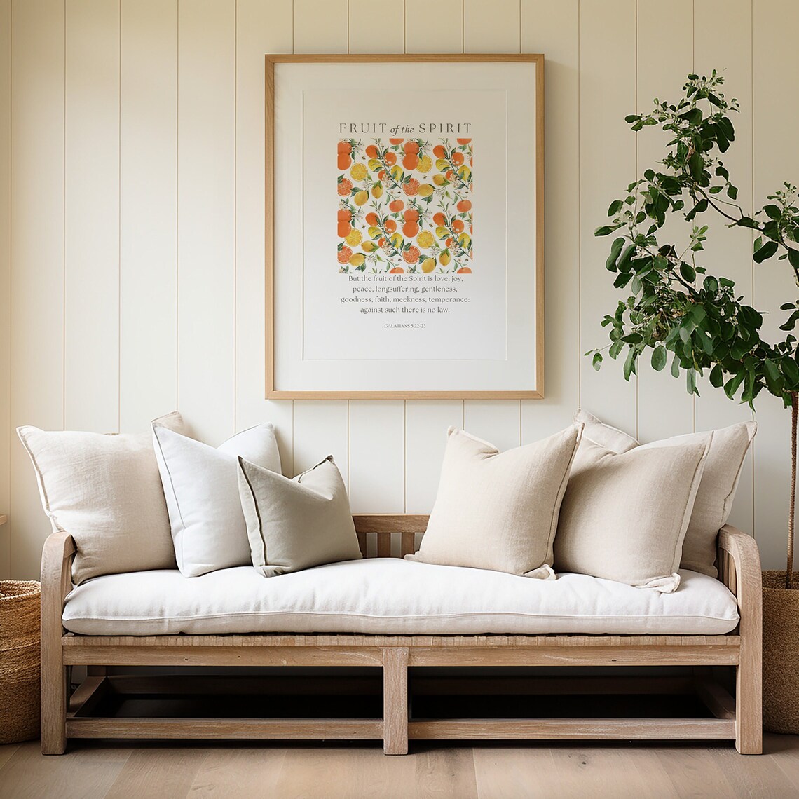 Fruit of the Spirit Galatians 5:22-23 Citrus Orange Pattern Bible Verse Poster - Image 3