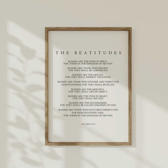 The Beatitudes Minimalist Wall Art Matthew 53 10 Typography Bible Verse Christian Home Decor Healing Scripture Quote