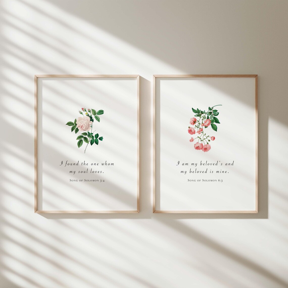 Christian Valentine Love Scripture, Vintage Rose Art Print