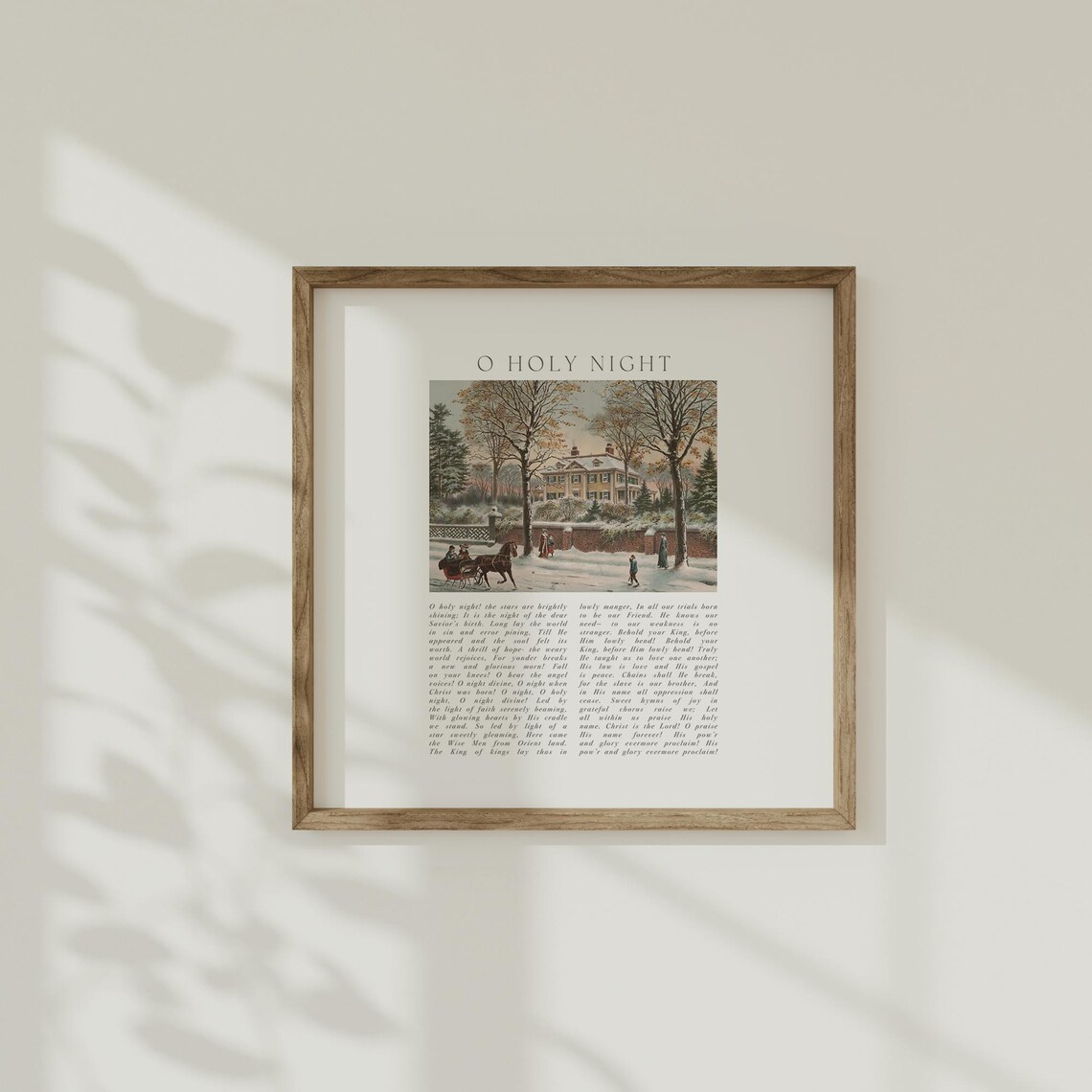 O Holy Night Christmas Hymn Vintage Snowy Estate Sleigh Ride Poster - Image 2