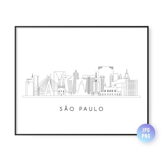 Sao Paulo Skyline Line Art Travel Poster