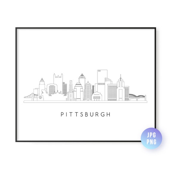 Pittsburgh Skyline Print City Line Art Instant Wall Artjpgpng