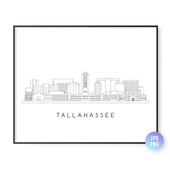 Tallahassee Skyline Print City Fl Line Art Instant Wall Jpg Png