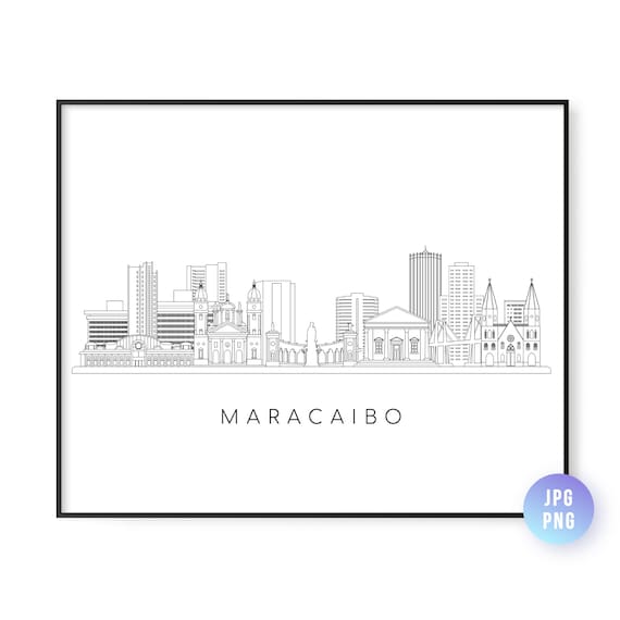 Maracaibo Skyline Line Art Travel Poster