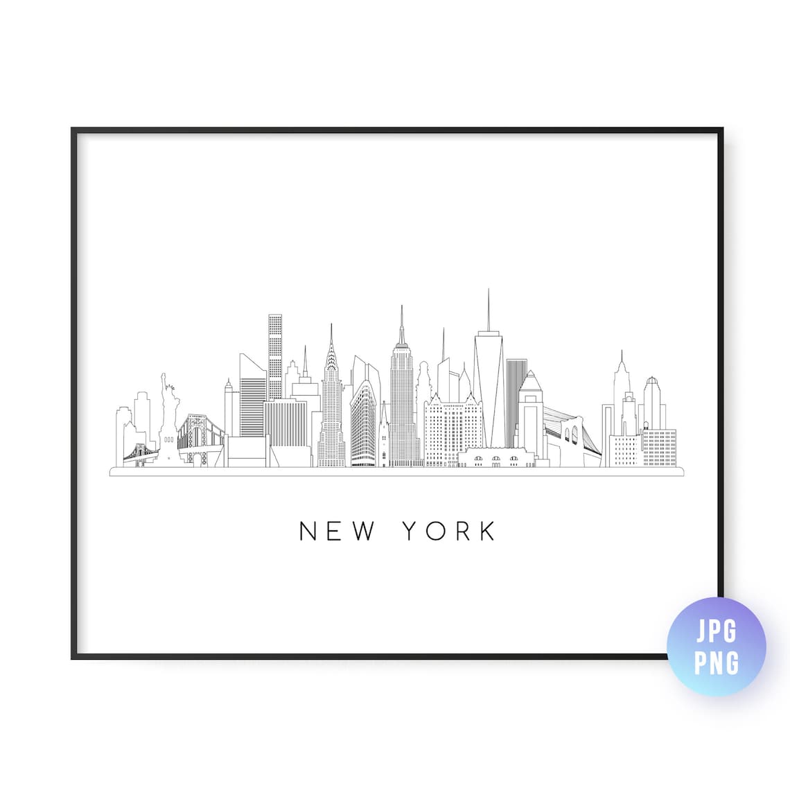 New York Skyline Line Art Travel Poster