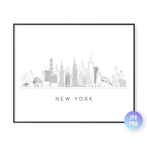 New York Skyline Line Art Travel Poster