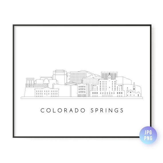 Colorado Springs Skyline Print City Line Art Wall Jpg Png