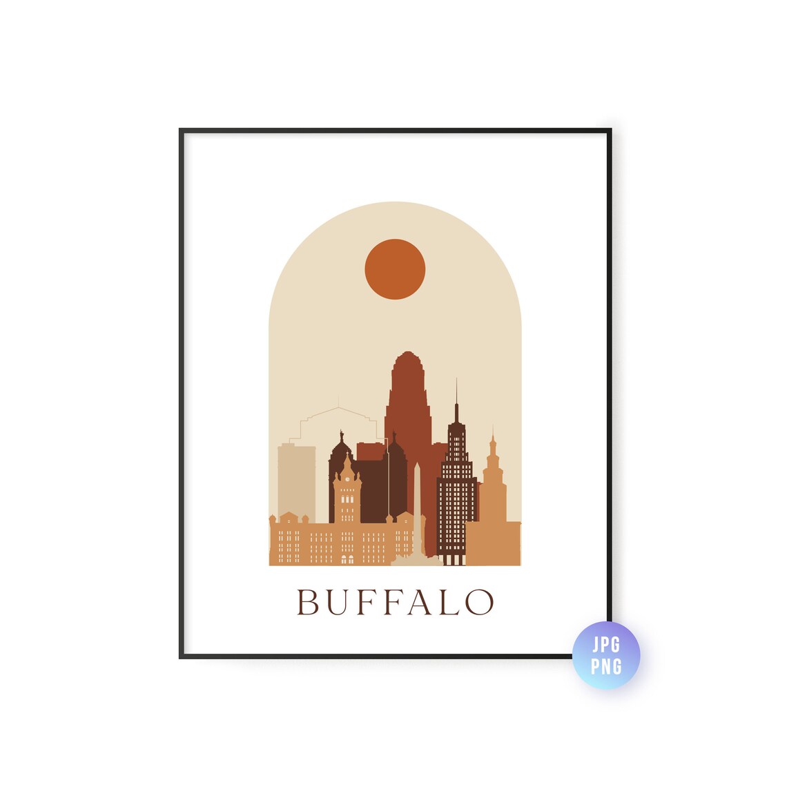 Buffalo Skyline Archway Boho Sun Art Print