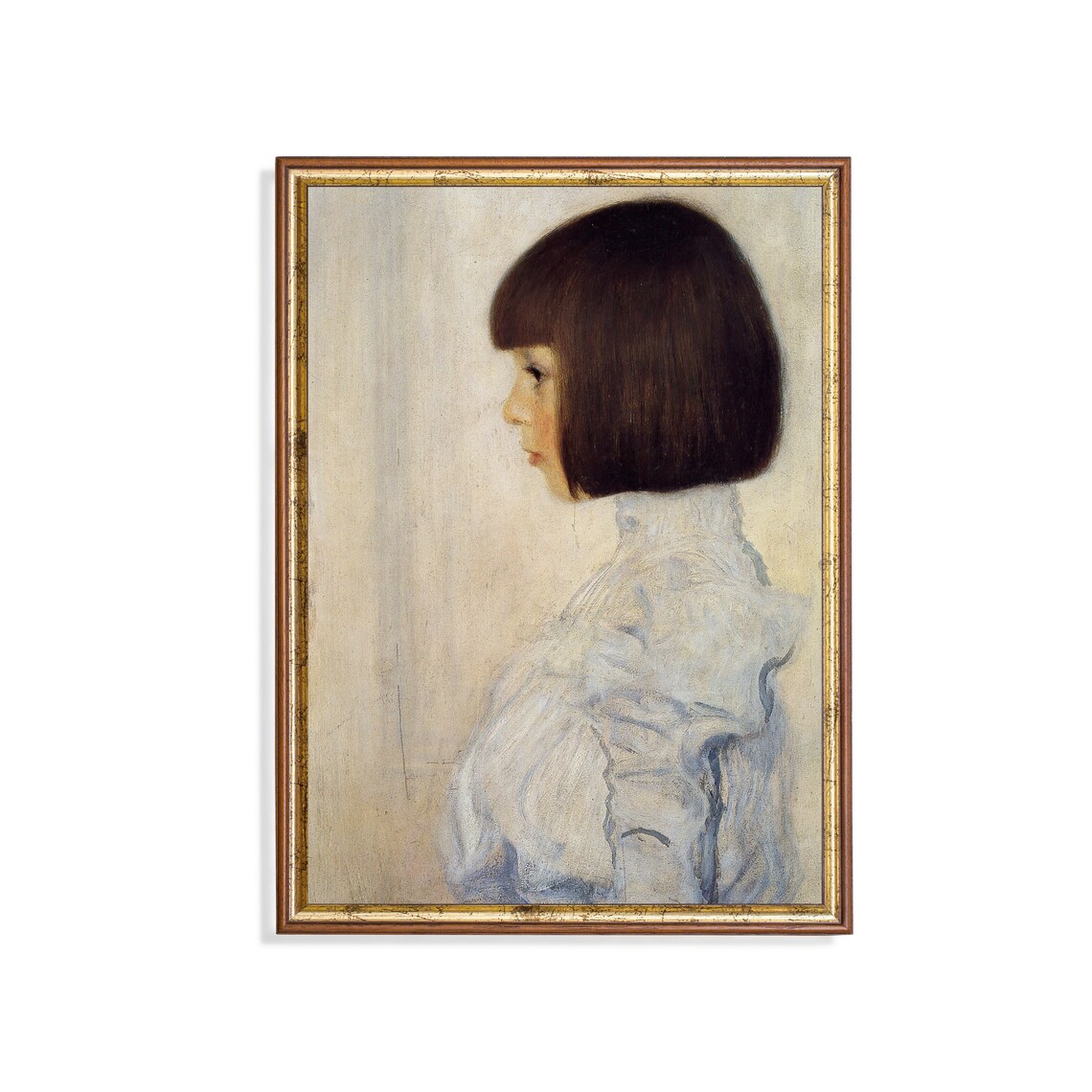 Vintage Young Girl Portrait, Oil-Painting Art Print