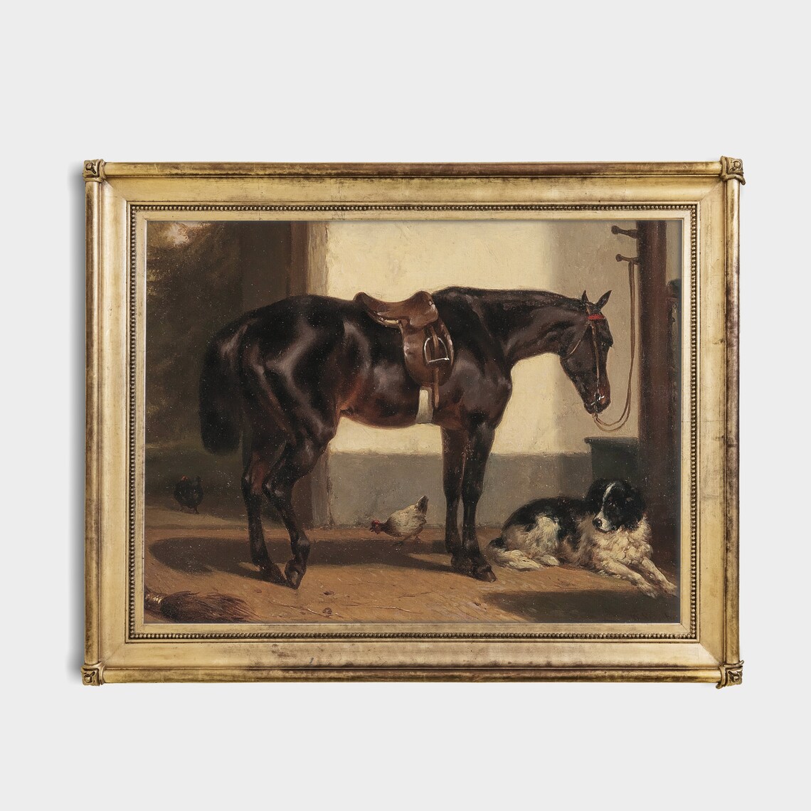 Horse With Dog Painting, Rustic Farmhouse Art Print - Image 2