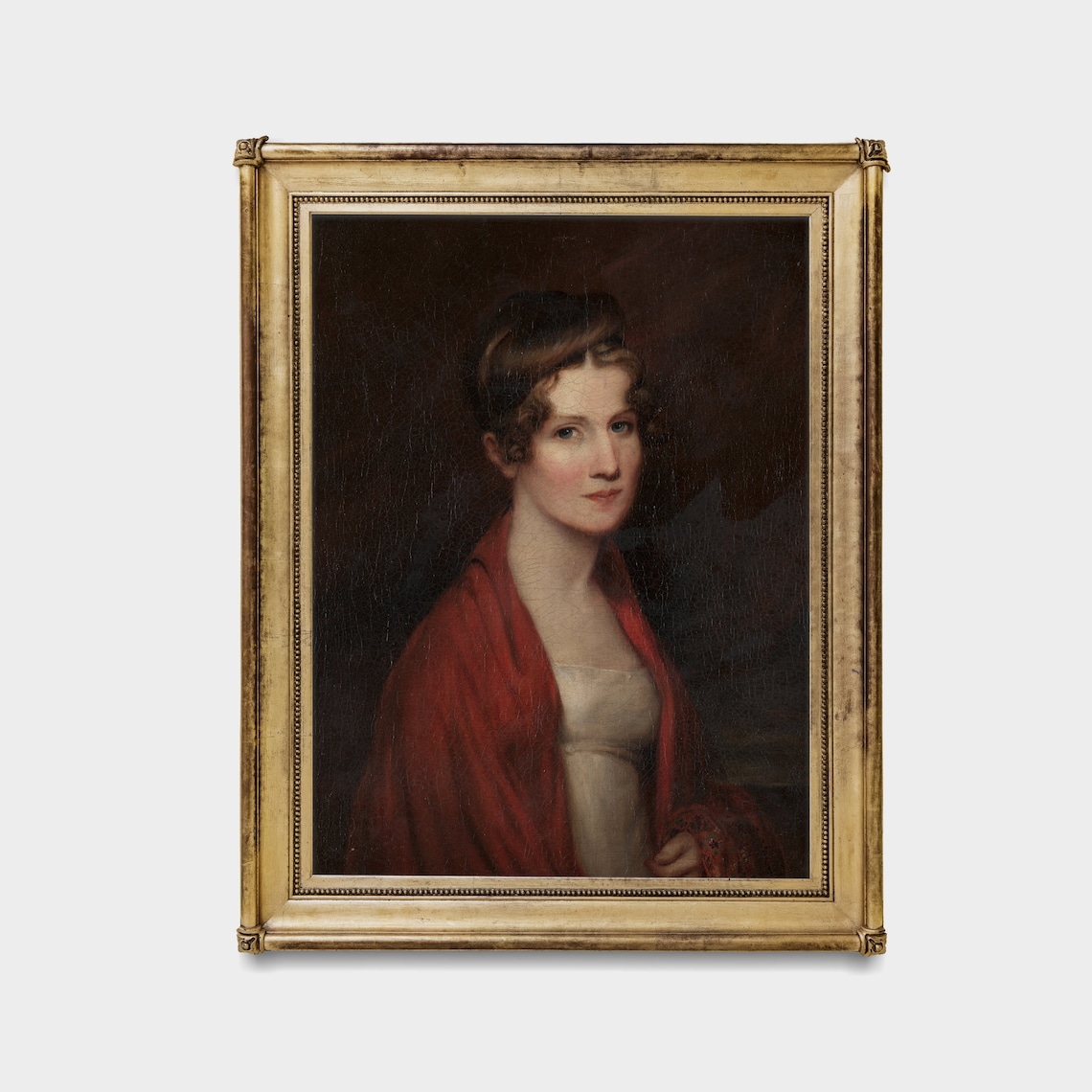 Woman In Red Shawl Vintage Oil Portrait Painting Rustic Poster - Image 3