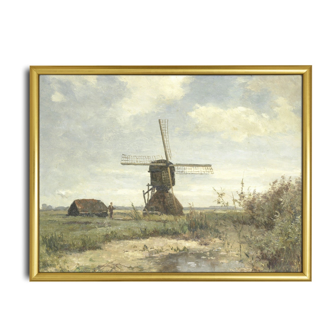 Old Dutch Windmill on Flat Polder with Miller Vintage Landscape Poster - Image 4