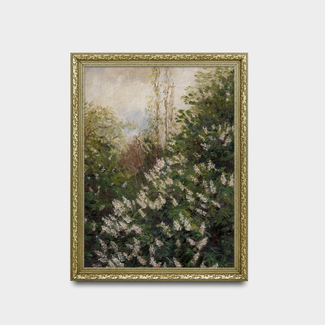 Flowering Lilac Bushes in Lush Spring Garden Vintage Botanical Poster - Image 2