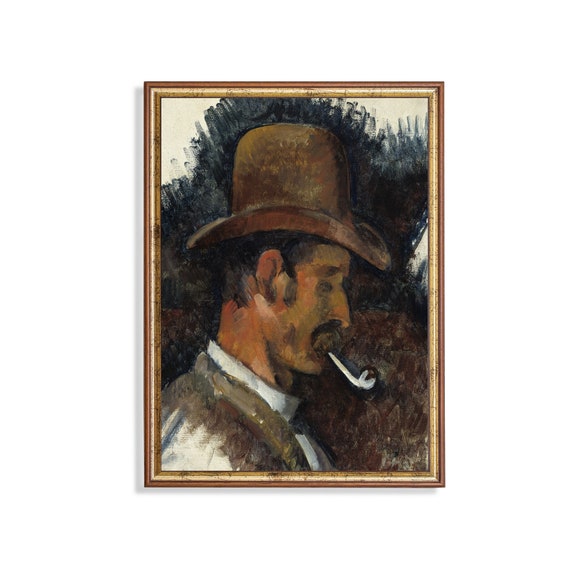Printed And Shipped Vintage Gentleman Painting Man With A Pipe Moody Rustic Print Male Portrait Print Antique Wall Art Fine Art